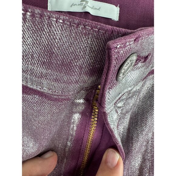 Metallic Purple Denim Shorts Womens Size 30 NWT 7 For All Mankind Cotton/Spandex - Picture 7 of 14